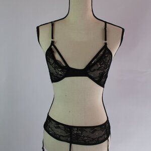 Black Lace Lingerie Set – Top with Underwear, New in Bag, Sizes Vary